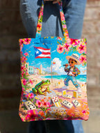 Puerto Rico Shoulder Zipper Canvas Bag