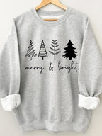 Merry And Bright Women's Christmas Printed Long Sleeve Sweatshirt