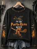 Women's Halloween In Puerto Rico Printed Long-Sleeve Sweatshirt