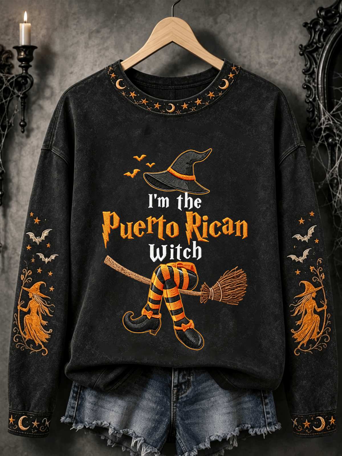 Women's Halloween In Puerto Rico Printed Long-Sleeve Sweatshirt
