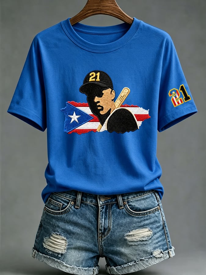 Unisex Puerto Rico Baseball Print T-Shirt