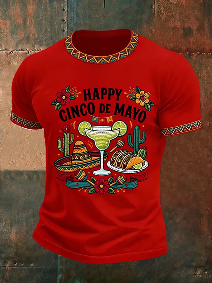 Men's Cinco de Mayo Print Short-Sleeve T-Shirt