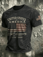 Men's USA 1776-2026 Freedom Printed Casual T-shirt