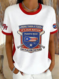 Women's Retro Baseball  Print T-Shirt