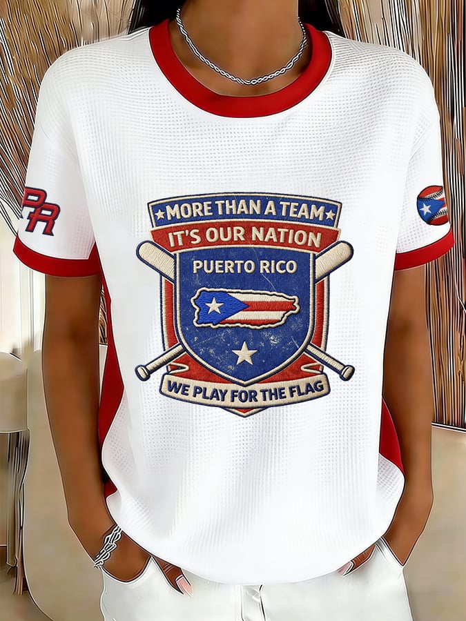 Women's Retro Baseball  Print T-Shirt