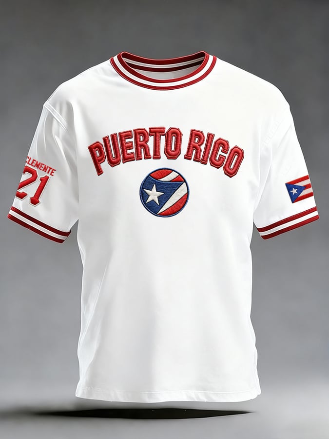 Men's Puerto Rico Baseball Fan Casual T-Shirt