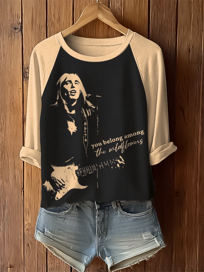 Women's You Belong Among The Wildflowers Print Raglan Sleeve T-Shirt