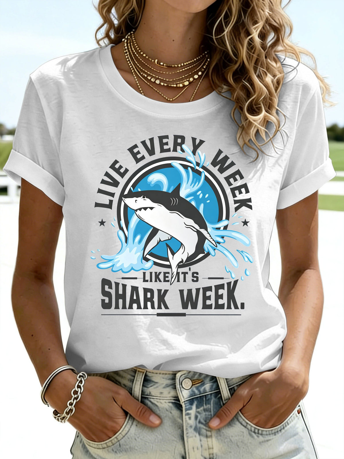 Women's Jaws Print T-Shirt