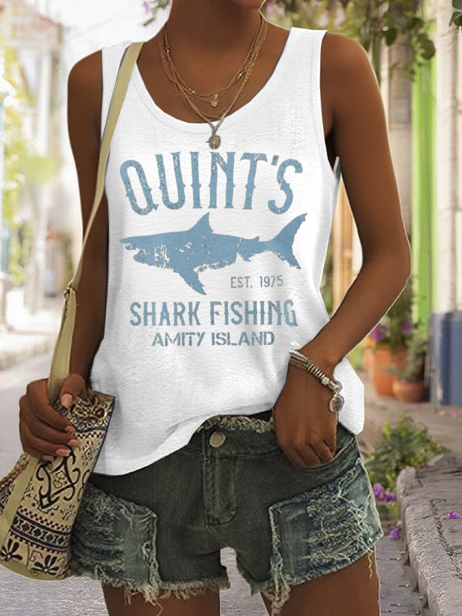 Women's Quint's Shark Fishing - Amity Island 1975 Printed Vest