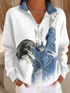 Women's Retro King Of Rock And Roll Print Sweatshirt