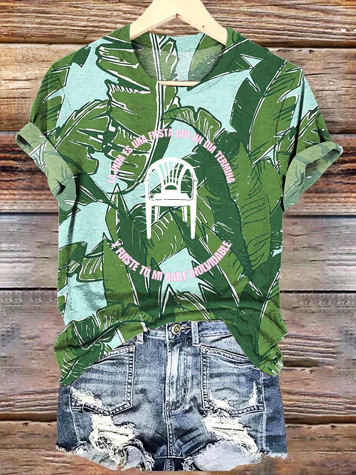 Puerto Rican Floral Print Crew Neck T-shirt