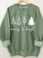 Merry And Bright Women's Christmas Printed Long Sleeve Sweatshirt