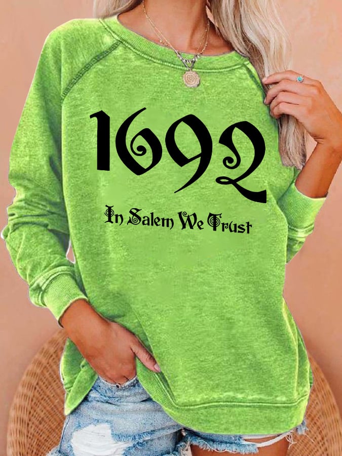 Women 1692 In Salem We Trust Print Casual Sweatshirt