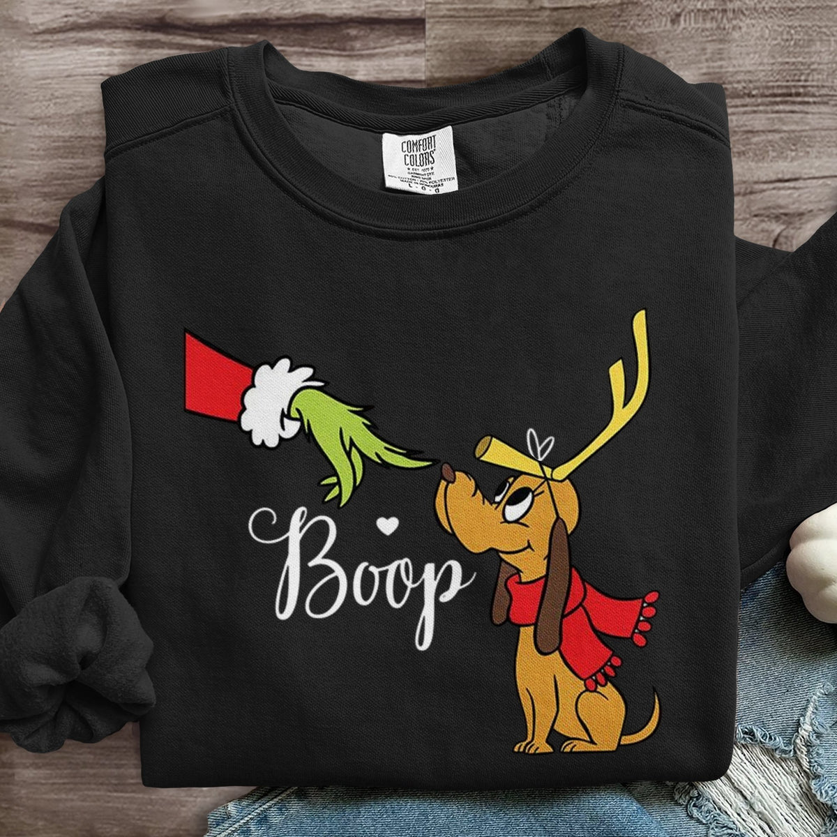 Boop Funny Dog Christmas Art Print Sweatshirt
