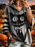 Women's Halloween Cat Print Hoodie