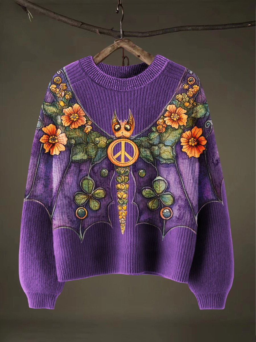 Peace And Love Halloween Art Print Thin Sweater