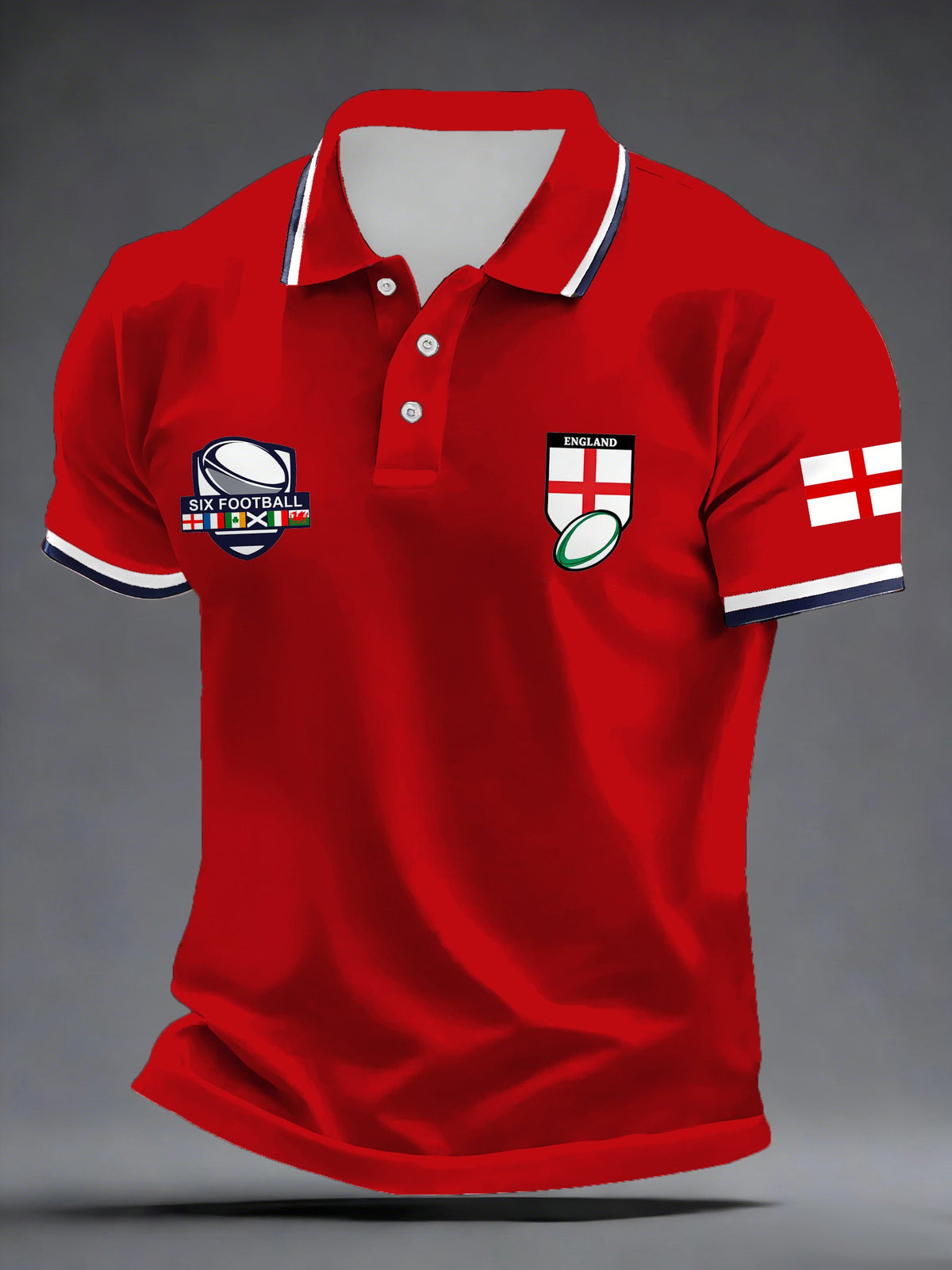 Men's Football Print Polo Shirt
