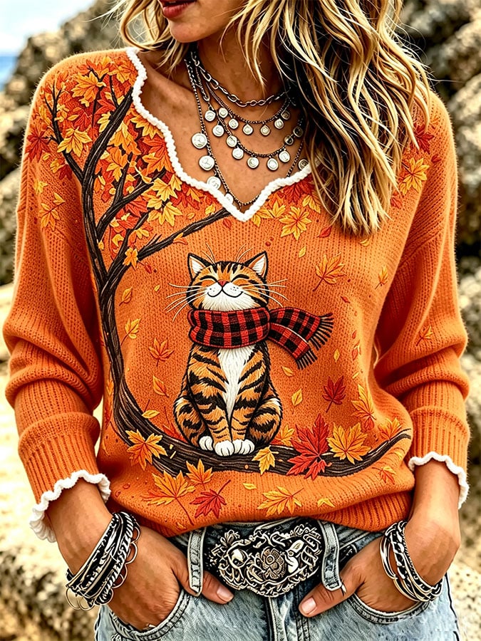 Women's Casual Retro Collar Frayed Edge Top