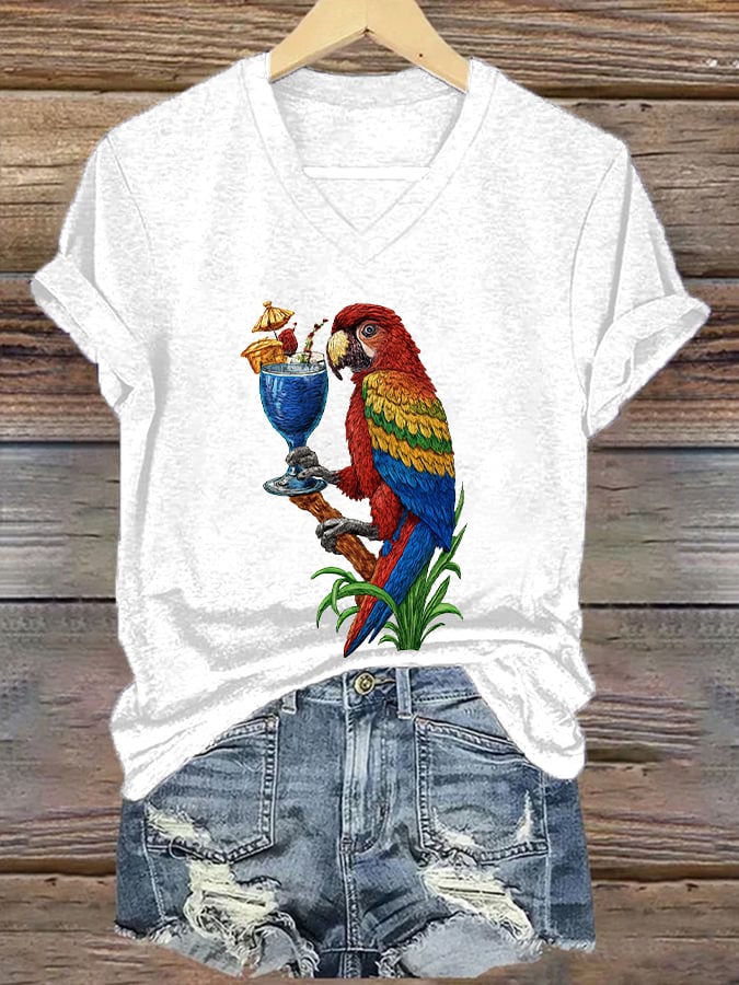 Women's Retro Parrot Print T-Shirt
