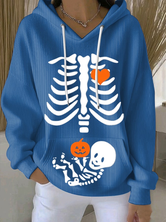 Women's Skeleton Halloween Maternity  Print Sweatshirt