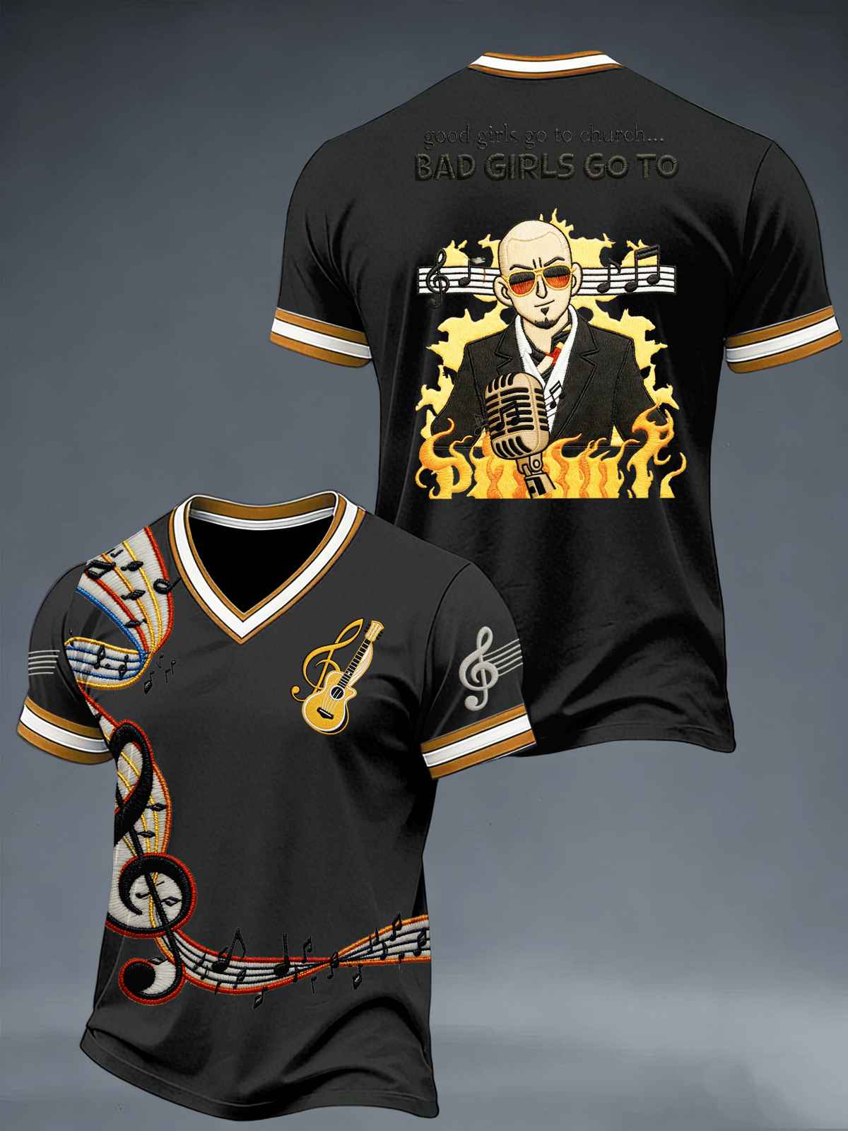 Men's  Short-Sleeved V-neck Printed T-shirt