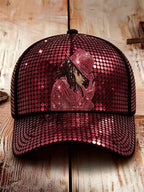 Unisex Retro Commemorative Baseball Cap: "King of Pop" Faux-Sequin Print Edition
