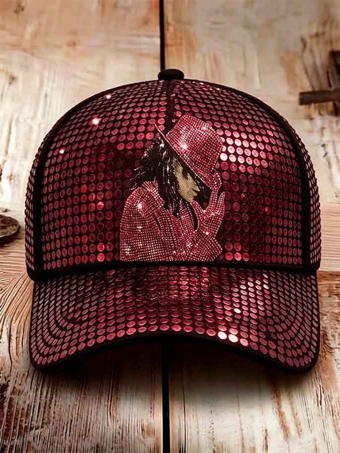 Unisex Retro Commemorative Baseball Cap: "King of Pop" Faux-Sequin Print Edition