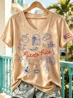 Women's Puerto Rico Pride Art Printed T-shirt