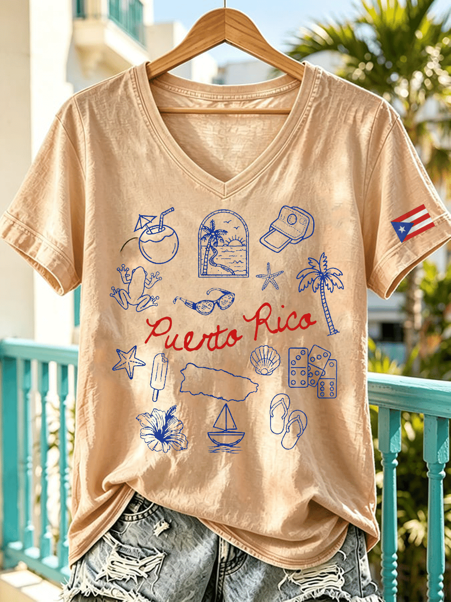 Women's Puerto Rico Pride Art Printed T-shirt