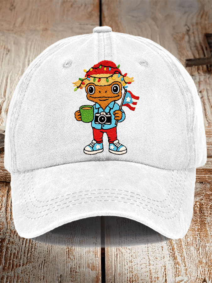 Unisex Washed Cotton Puerto Rican Christmas Print Hat