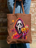 Summerween Vibes Colorful Casual Shoulder Zipper Canvas Bag