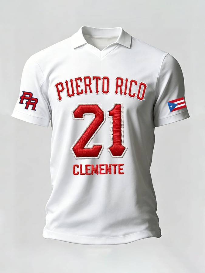 Men's Puerto Rican Baseball Printed Casual T-shirt
