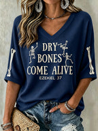 Women's Casual Printed Waffle Top