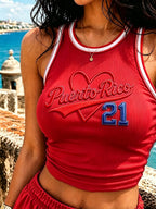 Women's Puerto Rico Baseball Casual Printed Tank Top