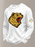 Men's Hockey-Print Waffle-Knit Long-Sleeved T-shirt