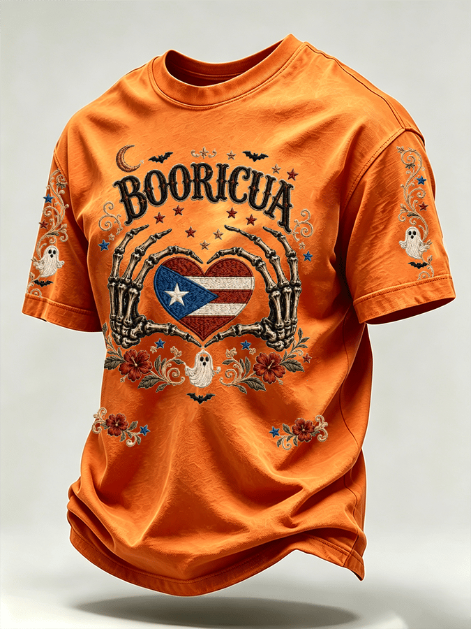 Men's Puerto Rico Halloween Printed Short-Sleeve T-Shirt