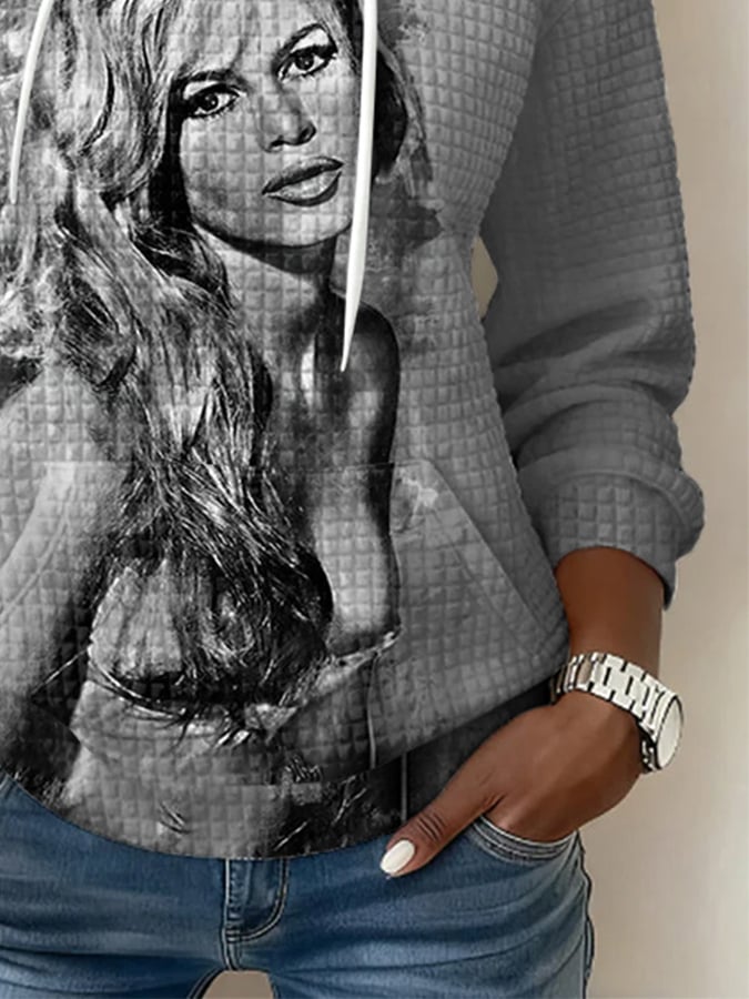 Retro B.B. Watercolor Painting Print Hoodie