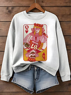 Women's Queen And King Print Round Neck Sweatshirt