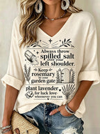 Women's Midnight Margaritas Print V Neck Top