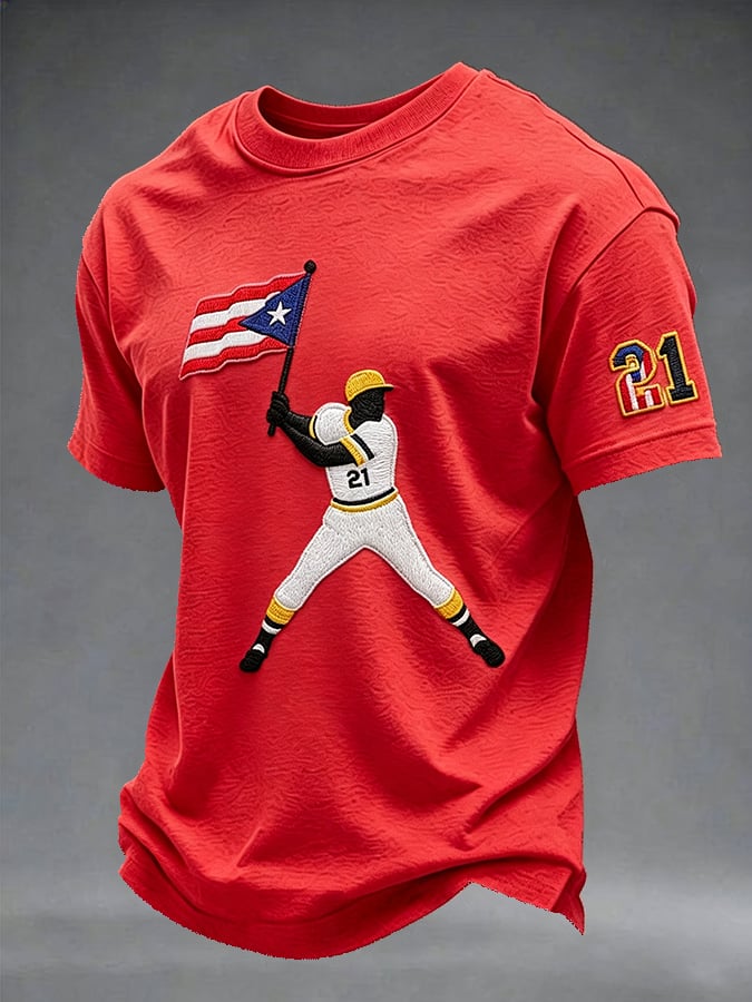 Men's Puerto Rico Baseball Print Short-Sleeve T-Shirt