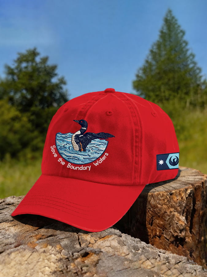 Retro Save The Boundary Waters Mn State Loon Print Baseball Cap