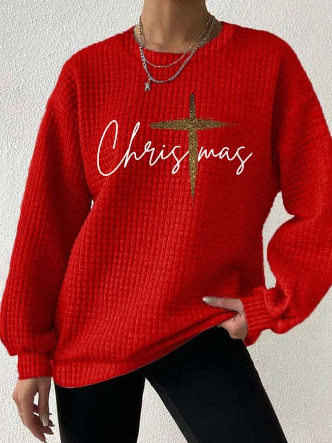 Women's Christmas Jesus Print Casual Sweatshirt