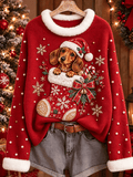 Women's Retro Christmas Dog  Print Top