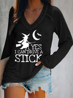 Women's Yes I Can Drive A Stick Print Long Sleeve Casual T-Shirt