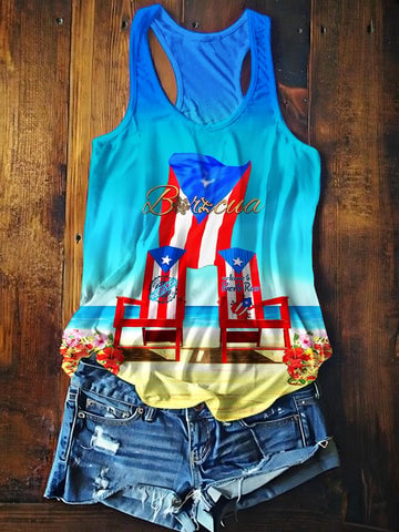 Puerto Rican Puerto Rico Singer Printed Casual Tank Top