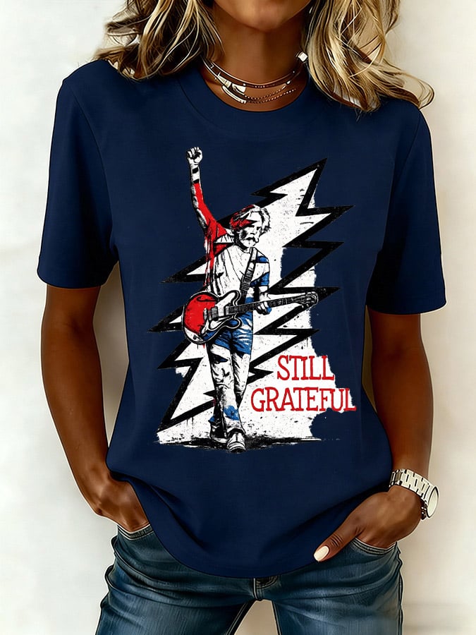 Women's Still Grateful Print Round Neck T-shirt