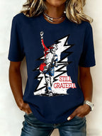 Women's Still Grateful Print Round Neck T-shirt