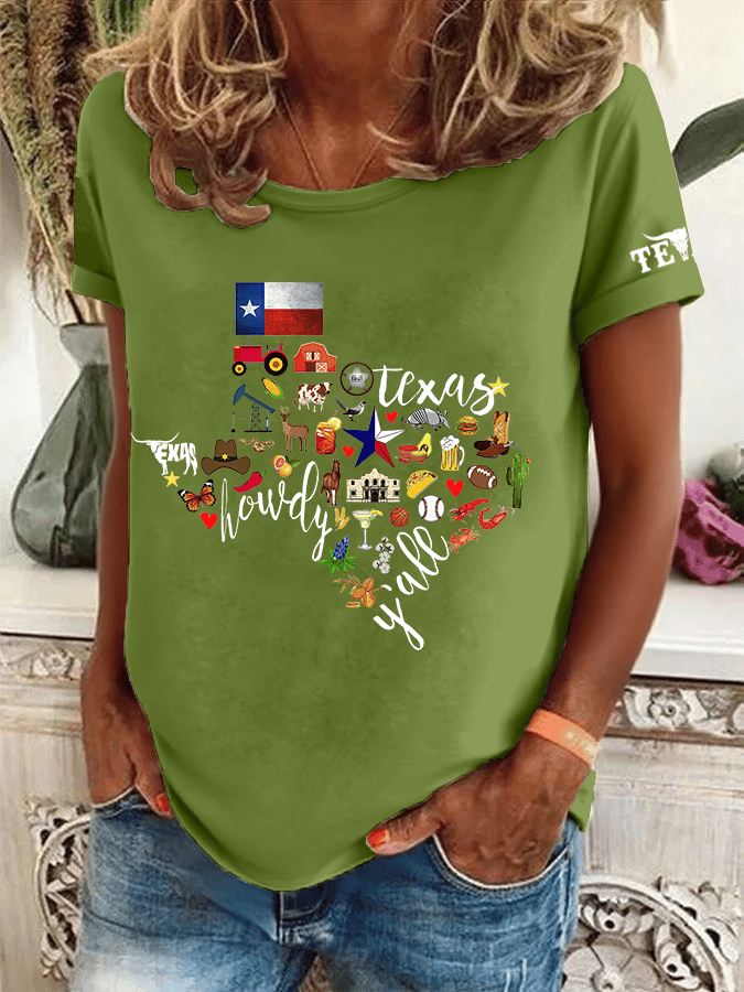 Women's Texas Stronger Than The Storm Print Crew Neck T-Shirt