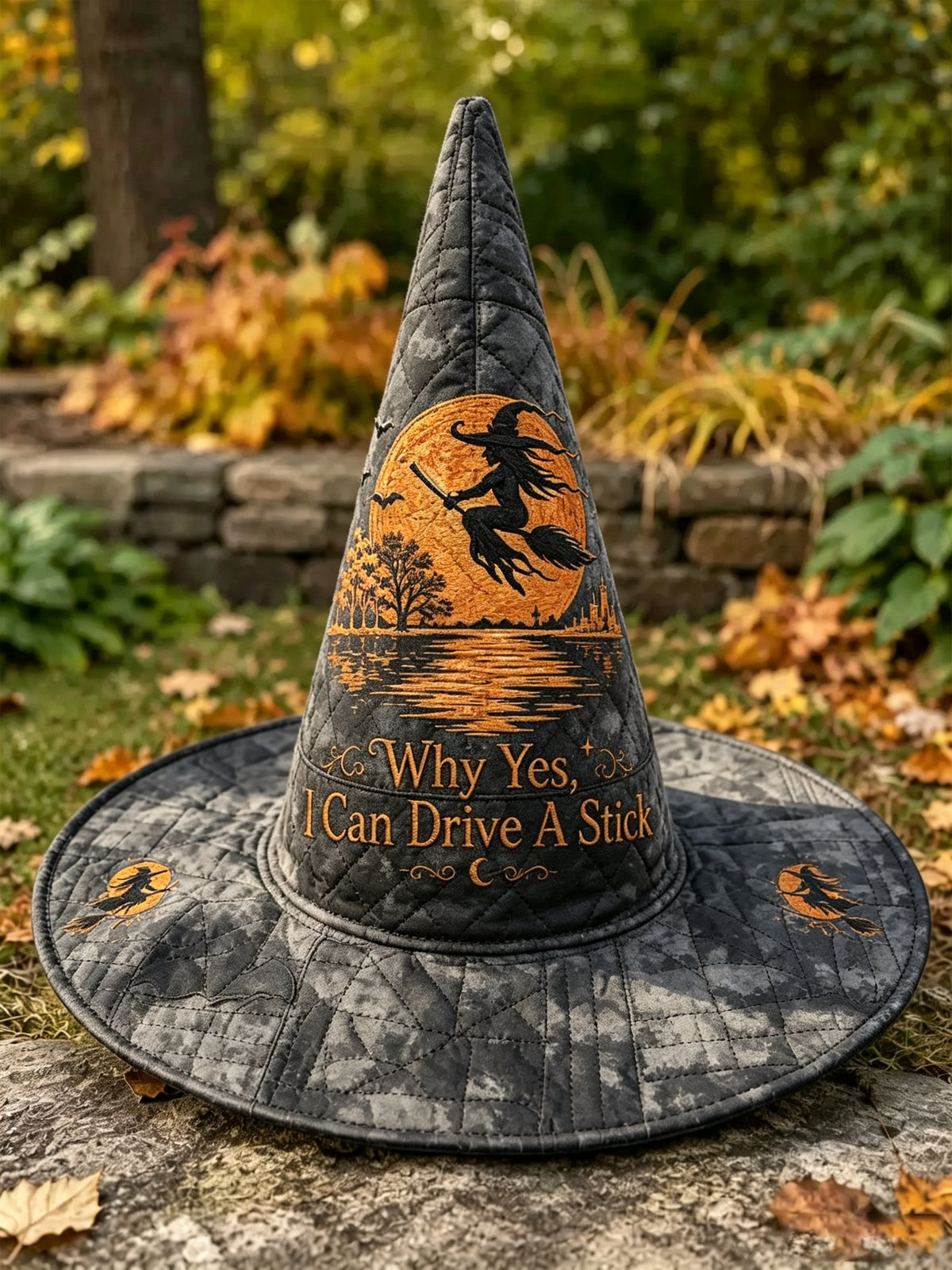 Retro Halloween Why Yes, Tas I Can Drive A Stick Print Cap
