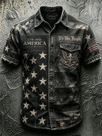 Men's Casual Retro Print Short-Sleeve Shirt